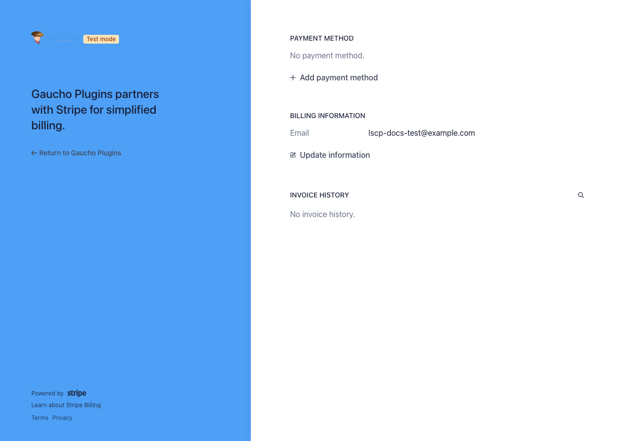 The Stripe-hosted Customer Portal where customers manage their billing after logging in